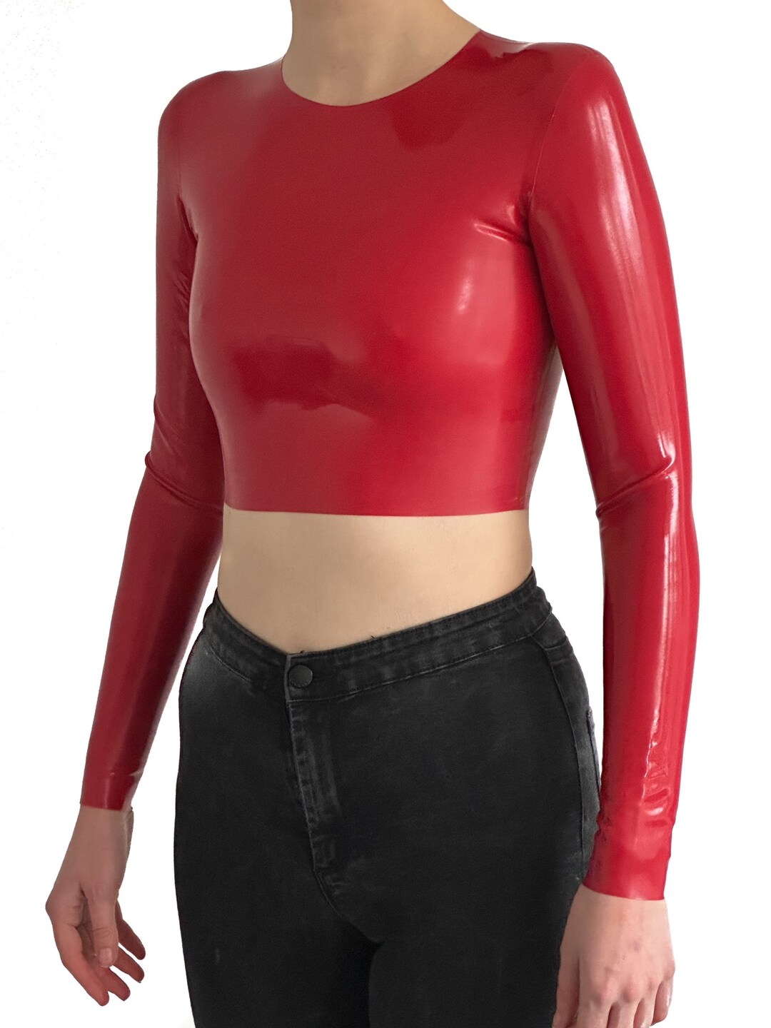 Latex Crop Top Latex Long Sleeved Crop Top, Sizes UK 616, Various