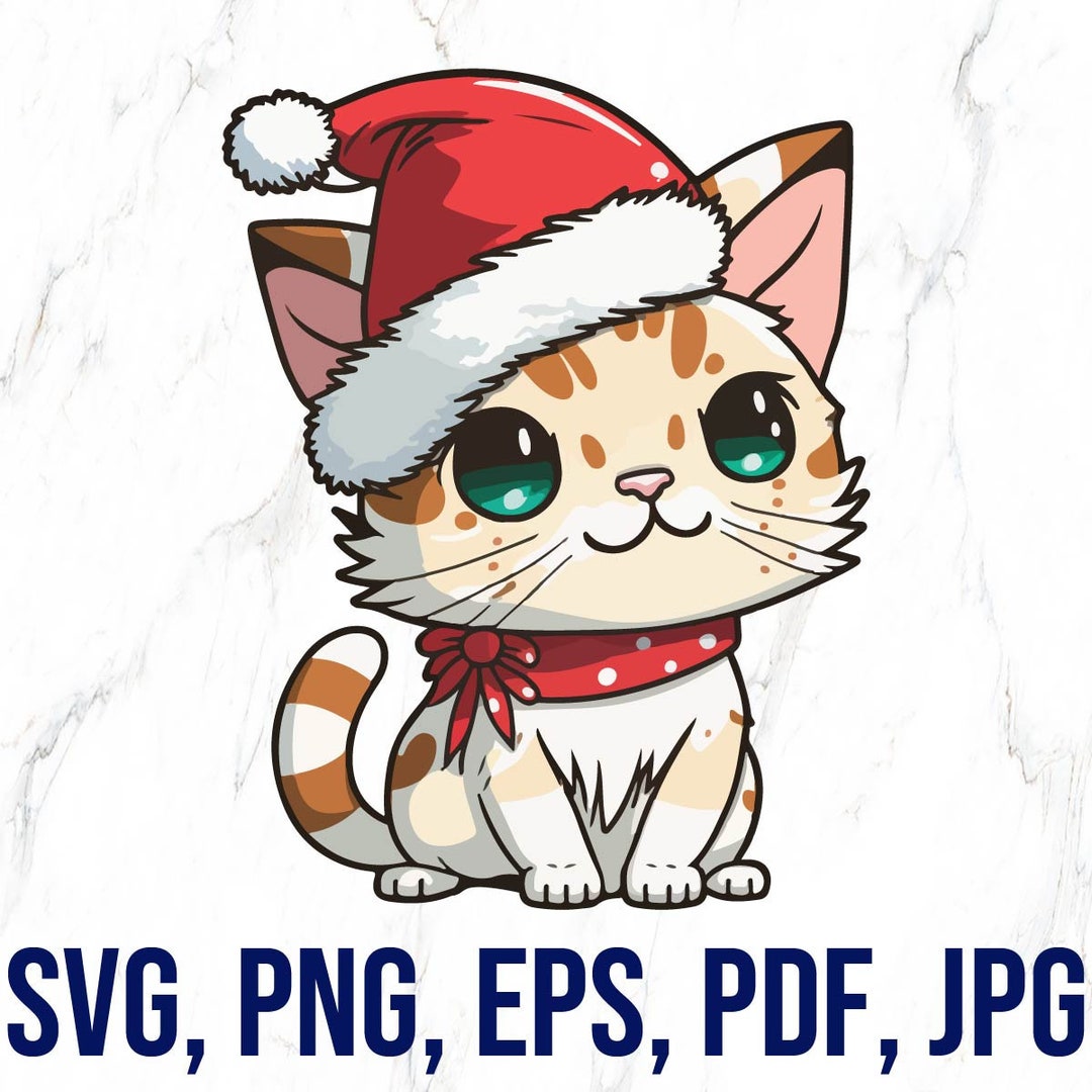 Christmas Cat SVG PNG Xmas Cat Svg Winter Svg Christmas Etsy