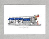 Fanelli Cafe SoHo Illustrations - Union Square - West Village - Manhattan Artwork - Home Office - New York Prints - Art - Cafe - Custom