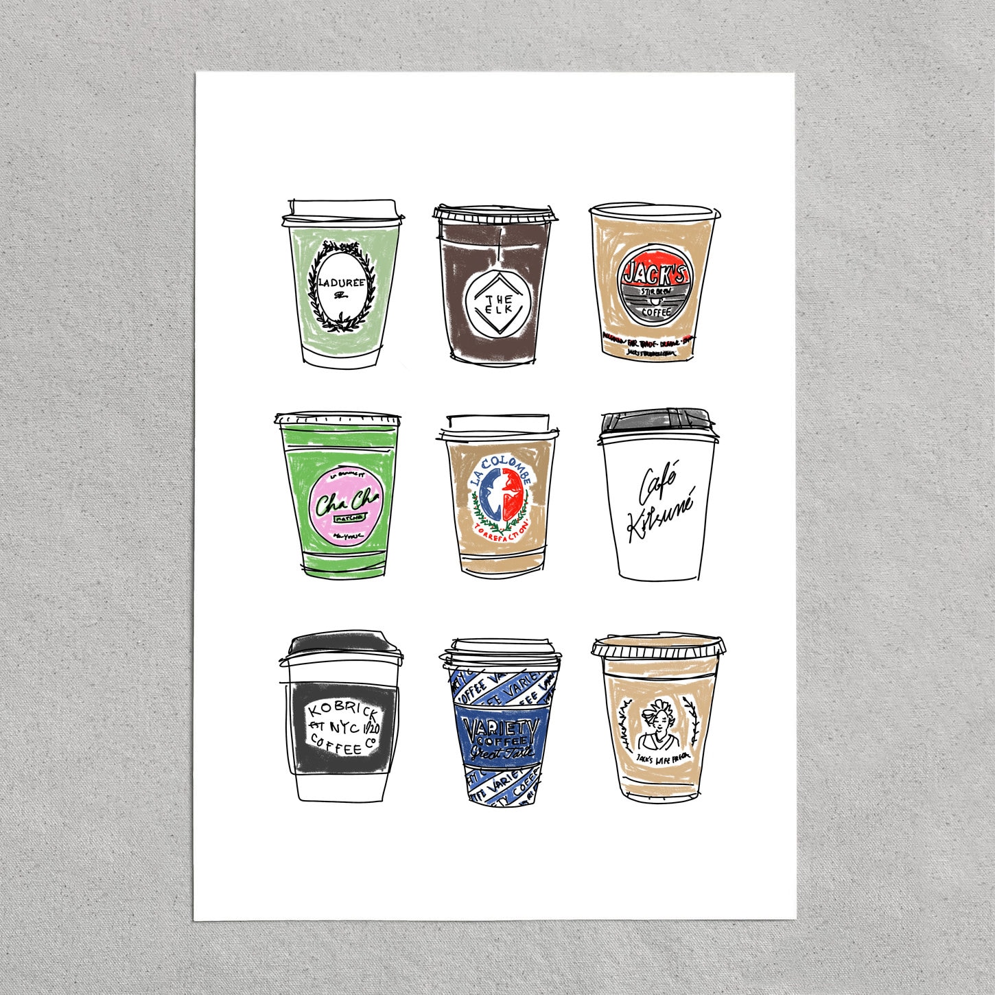 Coffee Cups of New York Coffee Lover New York City Coffee Etsy