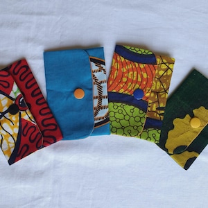 Card holder pouch (bank cards etc.) in wax fabric