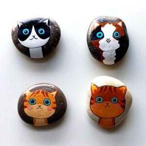 Hand-painted pebble "Kitten Head" 4 designs