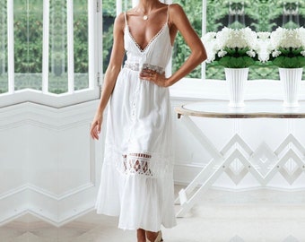 white dress bohemian style