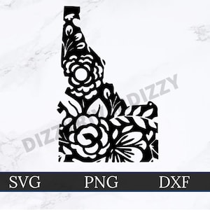 Idaho State Floral SVG | DXF | Png | Cricut Cut File | Silhouette Cut File | Digital Download | Flowers | Vector Image | Intricate Weeding