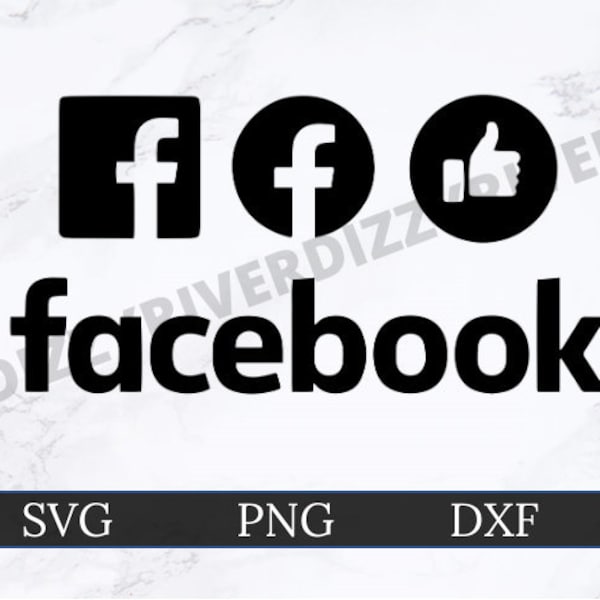 Facebook Logo Bundle SVG | DXF | PNG | Cricut Cut File | Silhouette Cut File | Digital Download | Custom Cut File | Like Button