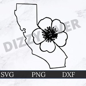 État de Californie SVG | DXF | PNG | Cricut Cut Fichier | Silhouette Cut File | Téléchargement numérique | Coquelicot | Vecteur de la Californie | Fichier coupe Cali