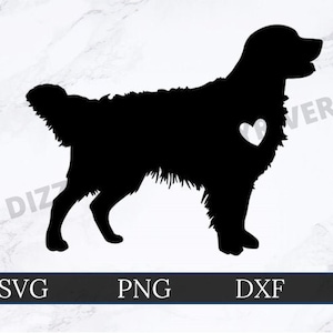 Golden Retriever Outline SVG | DXF | PNG | Cricut Cut File | Silhouette Cut File | Digital Download | Custom Cut File | Dog Heart