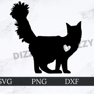 Chat Silhoutette SVG | DXF | PNG | Cricut Cut Fichier | Silhouette Cut File | Téléchargement numérique | Fichier de coupe personnalisé | Maine Coon| Contour de chat