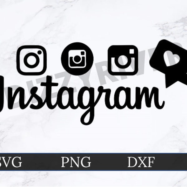 Instagram Logo Bundle SVG | DXF | PNG | Cricut Cut File | Silhouette Cut File | Digital Download | Custom Cut File | Like Button