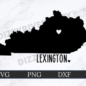 Lexington Kentucky SVG | DXF | PNG | Cricut Cut File | Silhouette Cut File | Digital Download | Kentucky State Outline | Heart