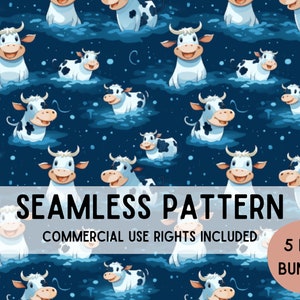Seamless Pattern Bundle | Cartoon Cow Seamless File | Digital Paper | Fabric Print | Seamless Repeating File| Printable Paper | Cute Cows