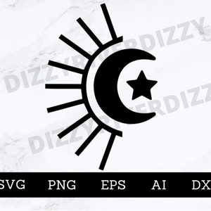 De Maan van de zon en ster SVG | DXF | PNG-| Ai | Eps | Cricut Cut Bestand | Silhouette Cut Bestand | Digitale download | Hemelse | De | van de hemel vector
