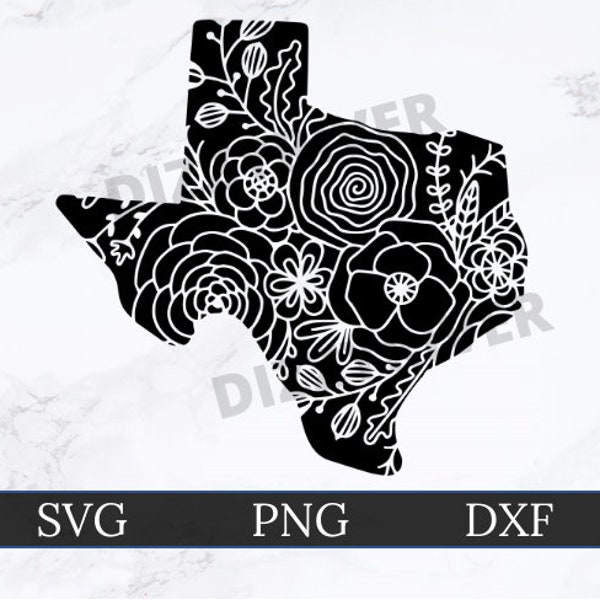 Texas State Floral SVG | DXF | PNG | Cricut Cut File | Silhouette Cut File | Digital Download | Vector | Flowers | Intricate Weeding