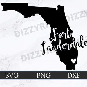Fort Lauderdale Florida SVG | DXF-| PNG-| Cricut Cut Datei | Silhouette geschnitten Datei | Digitaler Download | Florida State Outline | Herzen