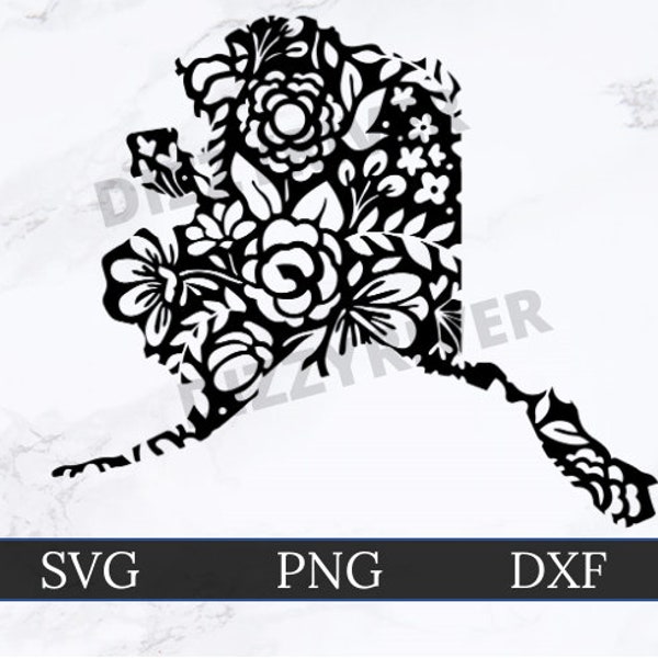 Alaska State Floral SVG | DXF | PNG | Cricut Cut File | Silhouette Cut File | Digital Download | Flowers | Vector | Intricate Weeding