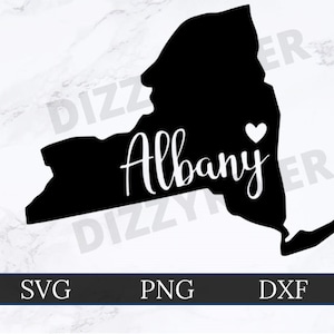 New York New York SVG | DXF | PNG | Cricut Schnittdatei | Silhouette Schnittdatei | Digitaler Download | New York State Outline | Herzen