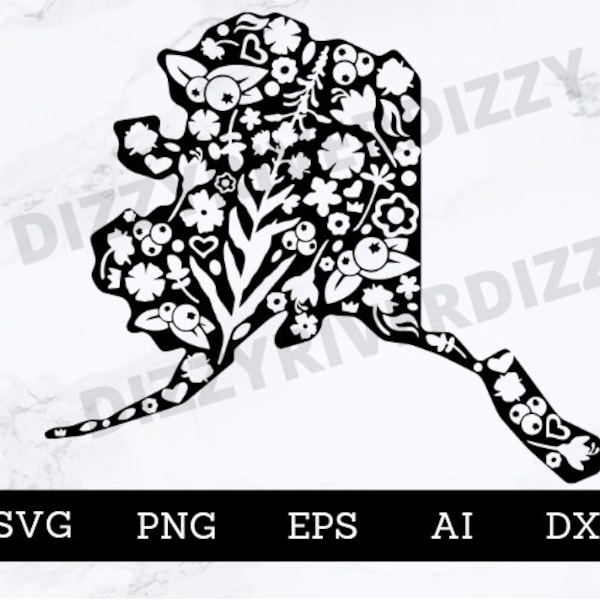 Alaska State Floral SVG | DXF | PNG | Cricut Cut File | Silhouette Cut File | Digital Download | Vector Flowers | Intricate Weeding