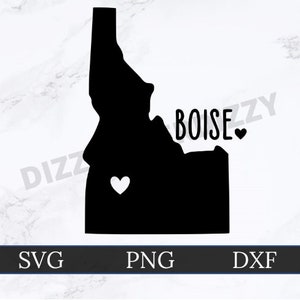 Boise Idaho SVG | DXF-| PNG-| Cricut Cut Datei | Silhouette geschnitten Datei | Digitaler Download | Idaho State Outline | Herzen