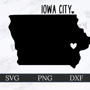 Iowa City Iowa SVG | DXF | PNG | Cricut Cut File | Silhouette Cut File | Digital Download | Iowa State Outline | Heart
