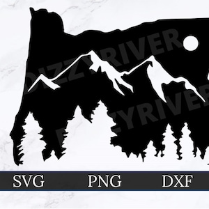 Oregon State SVG | DXF | PNG | Cricut Cut File | Silhouette | Glowforge | Digital Download | Oregon Mountains | Forest Landscape | Moon