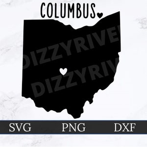 Columbus Ohio SVG | DXF | PNG | Cricut Cut File | Silhouette Cut File | Glowforge | Digital Download | Ohio State Outline | Heart