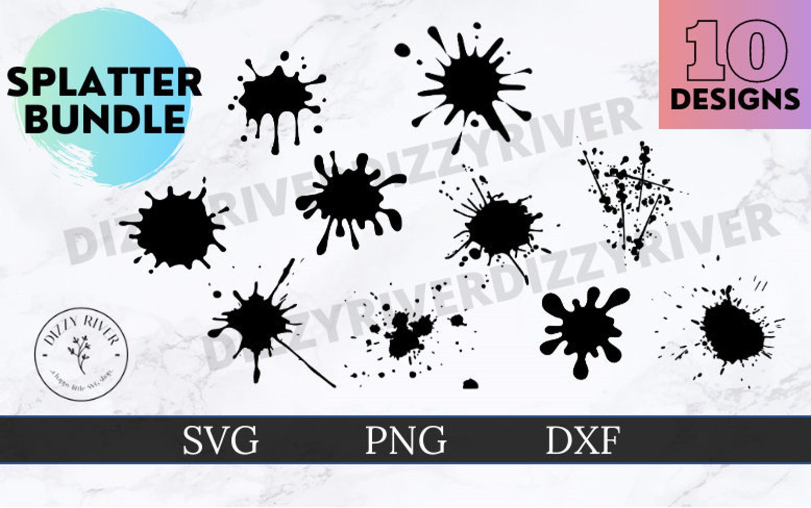 Splatter Bundle SVG DXF PNG Cricut Cut File silhouette - Etsy UK