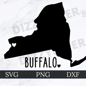 Buffalo New York SVG | DXF | PNG | Cricut Cut File | Silhouette Cut File | Digital Download | New York State Outline | Heart