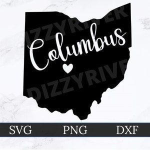 Columbus Ohio SVG | DXF | PNG | Cricut Cut File | Silhouette Cut File | Glowforge | Digital Download | Ohio State Outline | Heart