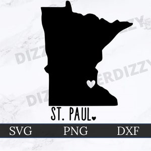 St. Paul Minnesota SVG | DXF | PNG | Cricut Cut File | Silhouette Cut File | Digital Download | Minnesota State Outline | Heart