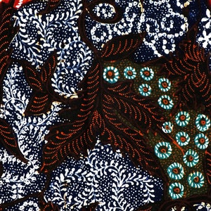 Hand Drawn Indonesian Batik with Floral Design, Made in Indonesia, Full Batik Tulis Madura, Blue color Indonesian Batik Fabric image 4