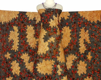 Hand-drawn Indonesian Batik Made in Indonesia, Full Batik Tulis Madura, Brown Color Indonesian Batik Fabric