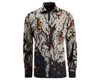 Madura Batik Shirt, Batik Hand Drawn, handmade from the Indonesian island of Madura : Customise shirt size