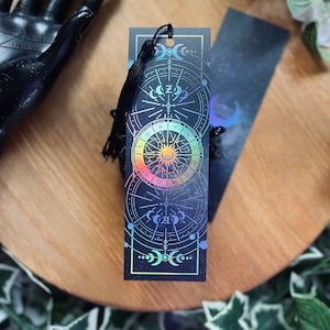 Zodiac Bookmark Foiled Bookmark Witch Goth Black Tassel