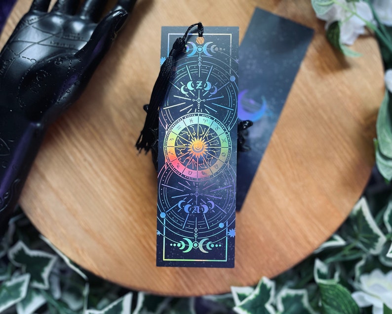 Zodiac Bookmark Foiled Bookmark Witch Goth Black Tassel