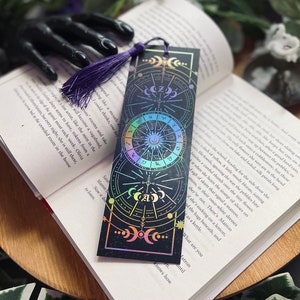 Zodiac Bookmark Foiled Bookmark Witch Goth Dark Purple Tassel