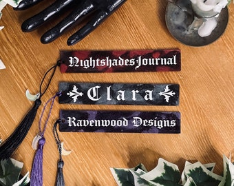 Personalised Resin Bookmarks | Gothic | Witchy | Marbled | Handmade