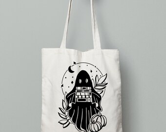 Bookish Ghost Tote Bag | Read Books | Gothic Tote