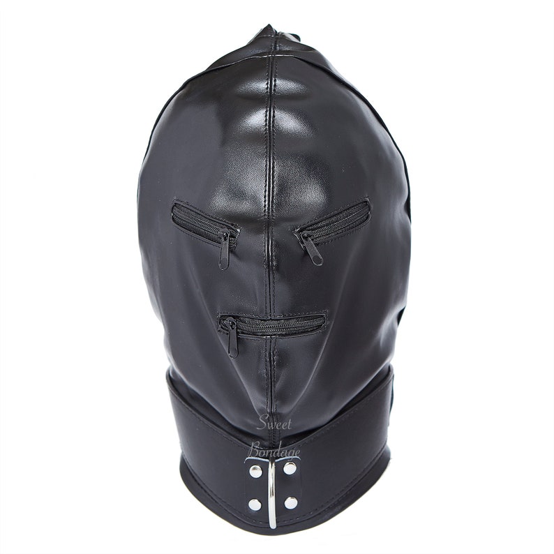 Gimp Mask for BDSM Sensory Deprivation with Zips Black or Pink Bondage Slave Hood 