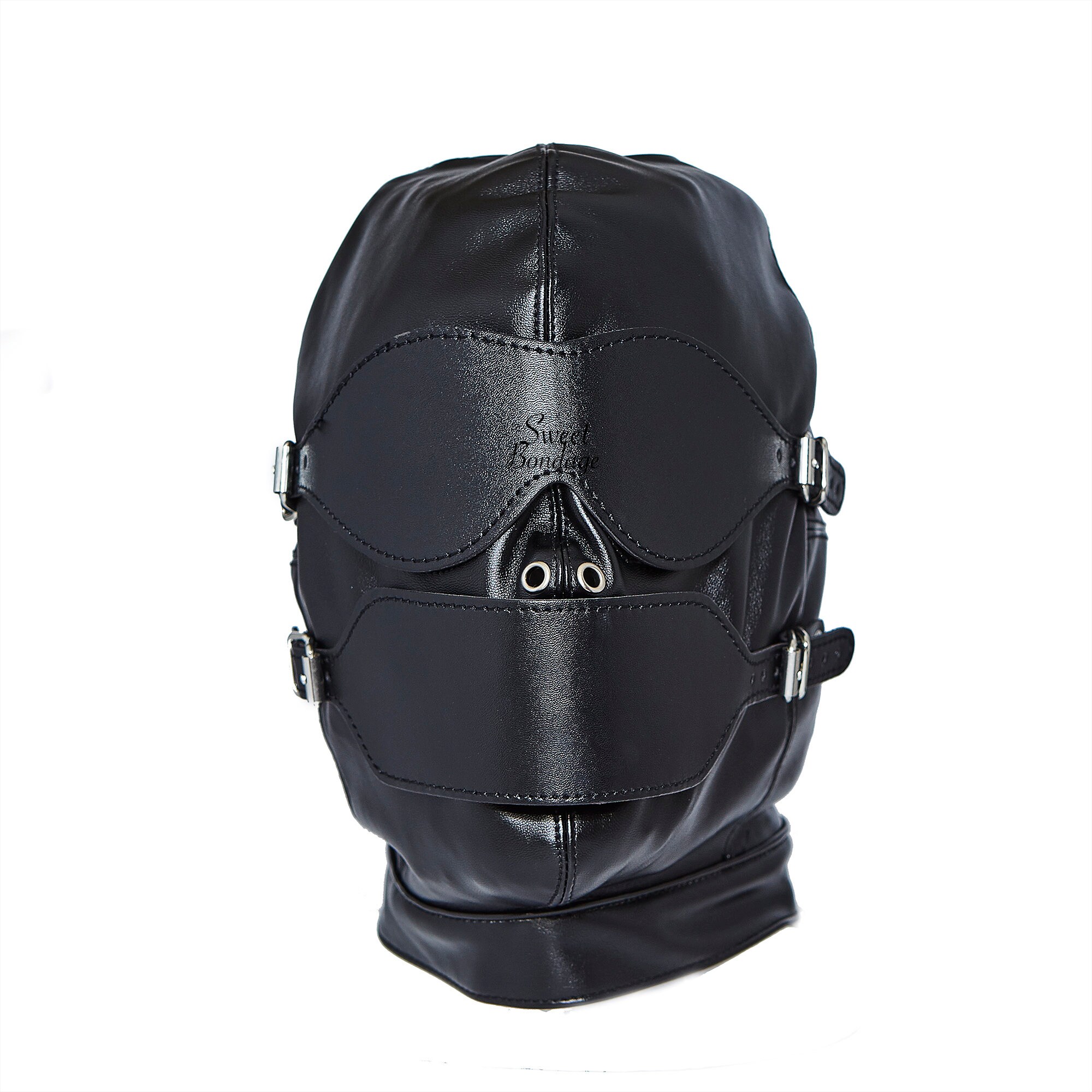 Luxury BDSM Bondage Hood Mask With Ball Gag Vegan Leather - Etsy