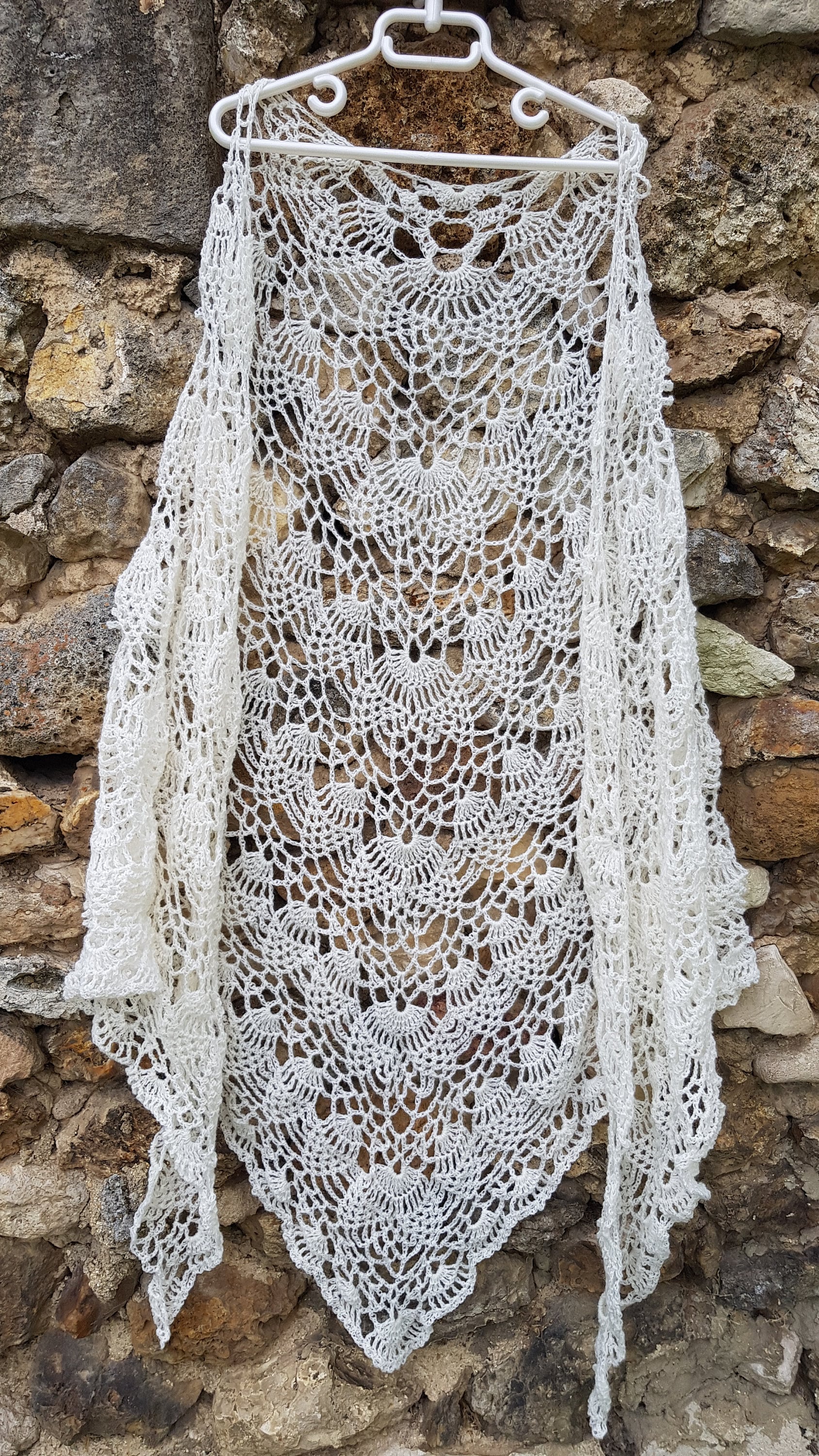 Vole De Marée Longue Traînante Avec Perles Et Strass - Whte Pearl