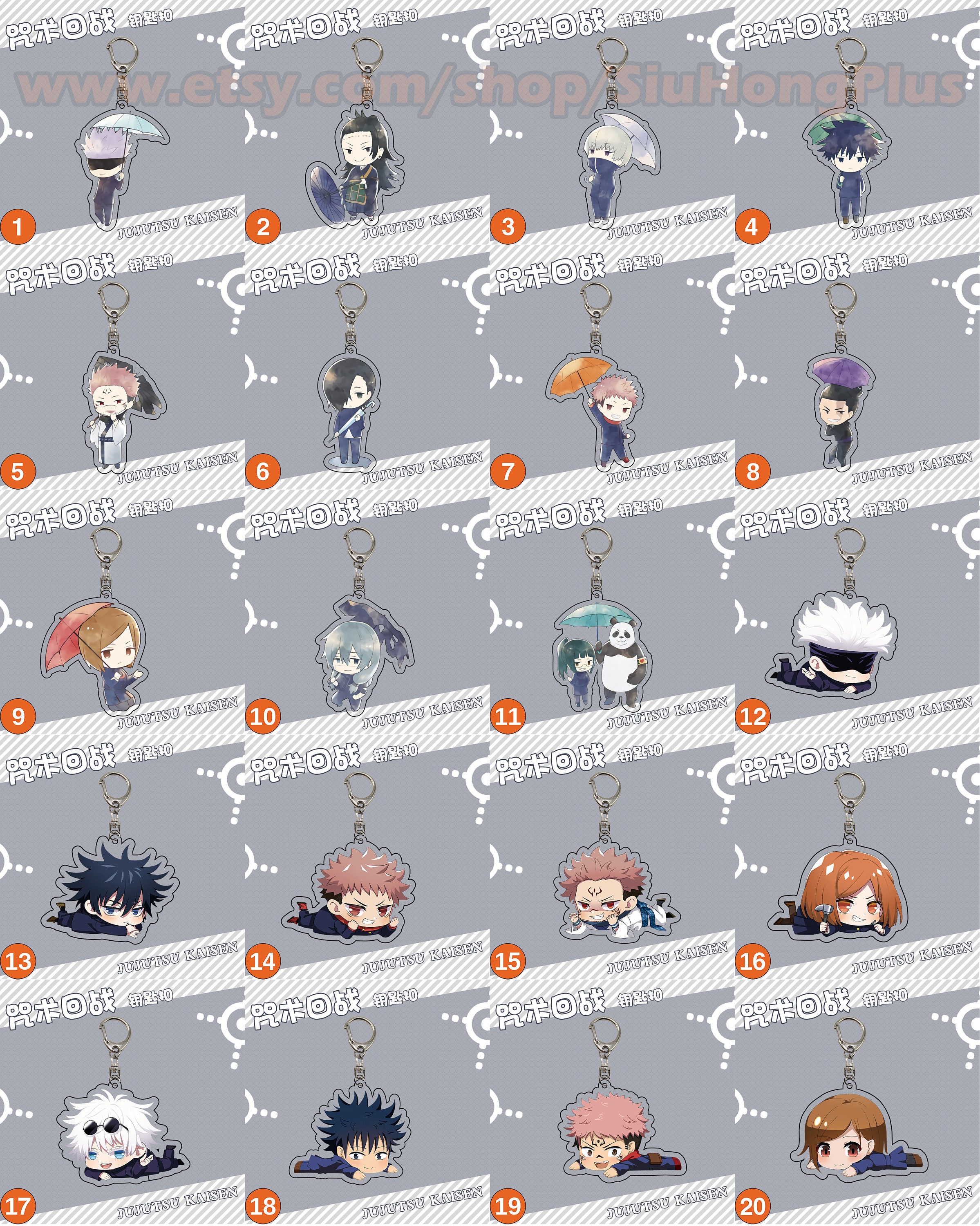 Jujutsu Kaisen Resin Keychain Charm Satoru Gojo \\ Yuji Itadori \\ Sukuna \\ Megumi Fushiguro