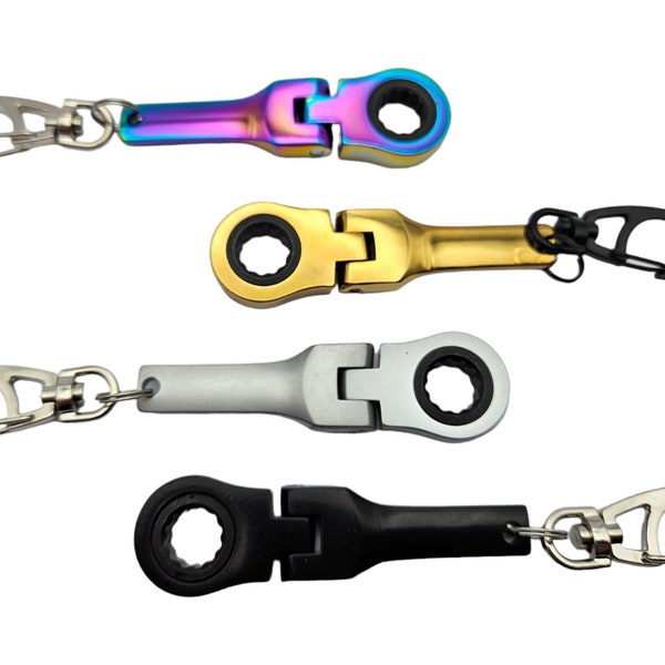 10mm Ratchet Wrench Keychain Key Ring (Free Bonus: 3FT Tape Measurement Keychain)