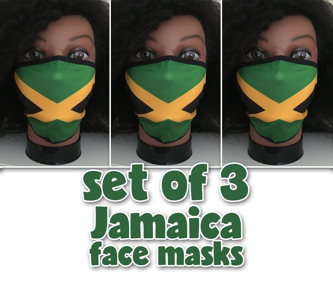 Jamaica SET of THREE 3 flag face masks / Jamaican mask / | Etsy