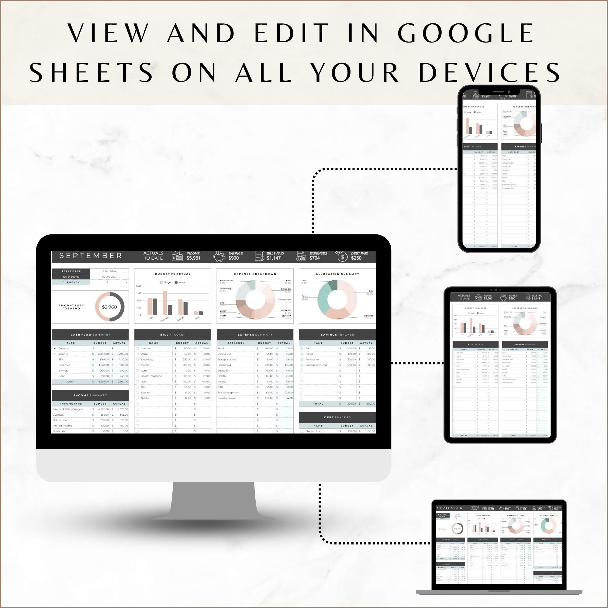 Google Sheets Budget Planner, Personal Finance Expense Tracker ...