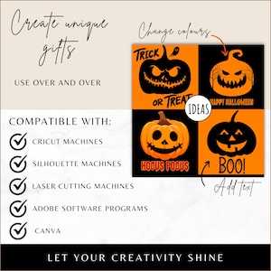 Pumpkin Faces SVG Bundle Cut Files PNG EPS Dxf | 50 Jack O Lantern ...