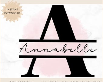 Split Monogramm Buchstaben Canva SVG EPS AI Png Pdf Jpg Schnittdateien | Familie Alphabet Monogramm Dateien für Cricut Silhouette Craft Schneidemaschinen