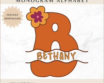 Retro geteiltes Monogramm Alphabet, geteilte Buchstaben svg, geteilte Buchstabenmonogramm, geteilte Monogramm svg, Alphabet svg, digitaler Download, PNG EPS DXF
