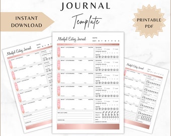 Intuitives Ess Journal | Ernährung Mindset Printable Planer | Mindful Eating Tracker Tagebuch | A4 US Letter A5 Größen PDF