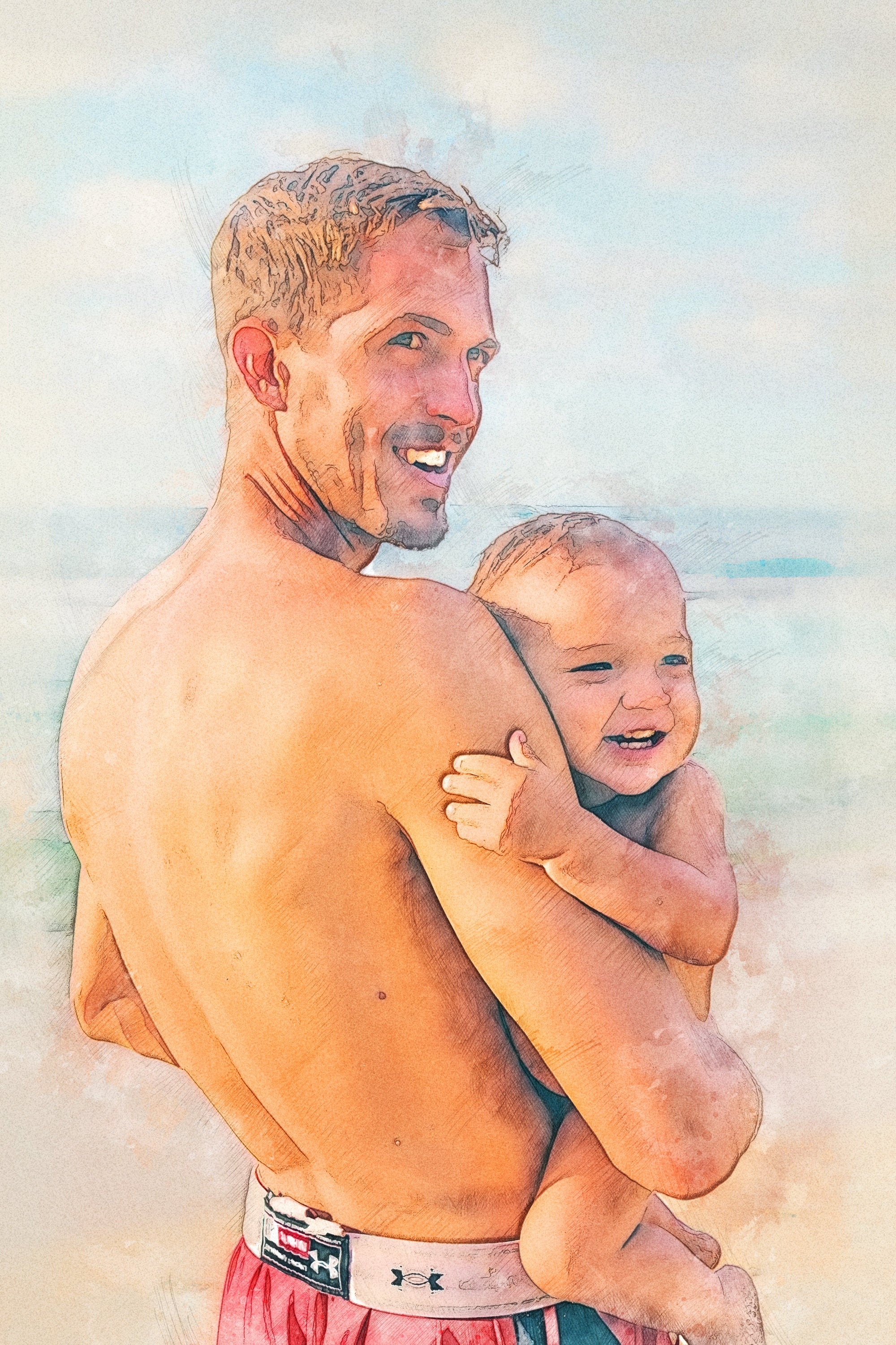 Father's Day Gift, Digital File Item, Portrait, Sketch from Photo…