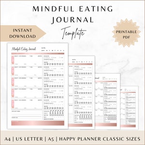 Printable Food Diary, A4 A5 Letter Happy Planner Classic Daily Food Journal, Mindful Eating Journal, Intuitive Eating, Weight Loss Tracker